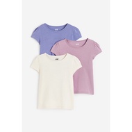 H&M Cotton T-Shirt Short Sleeves Pack Of 3 Pieces Size 6-8 Years