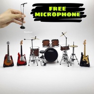 ZILDJIAN 1/12 drum set plus 1/12 miniature guitar suitable for home deloration