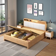{SG Sales}HDB Storage Bed Frame with Storage Drawers High Box Double Bed Bedframe Wooden Bed Queen King Bed Storage Bed Frame Nordic Solid Wood Bed Bed Frame with Drawer