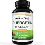 High Strength Quercetin with Bromelain - Quercetin 500mg Capsules Plus 100mg Bromelain per Serving -