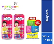 Genki Diaper Pants - 2 MEGA pack XXL36 (36's x 2packs) FREE DIDI BAG RANDOM COLOR