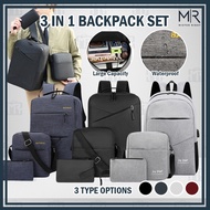 MR Travel Laptop 3 in 1 Backpack Set Multifunction Business Laptop Backpack USB Charging Beg Waterpr