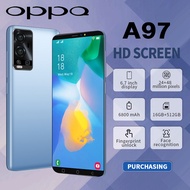 โทรศัพท์มือถือ OPP0 A97 ใหม่เอี่ยม Smartphone4G/5G จอ6.7นิ้ว โทรศัพท์ราคาถูกๆ โทรศัพท์เล่นเกม คุณภาพดี ทำงานได้เร็ว เรียนรู้ เล่นเกมได้อย่างราบรื่น ใส่ได้2ซิม กล้อง HD ปลดล็อคด้วยใบหน้า ระบบนำทาง GPS มีเมนูภาษาไทย รองรับแอปธนาคารได้