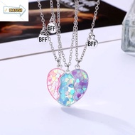 CAUSI 3Pcs Matching Heart Pendant Necklace, Friendship Jewelry Friendship BFF Necklaces, Fashion Cut