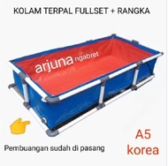 kolam terpal ikan ful set kerangka 100x50x25 /terpal kolam ikan