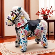 Pony Chair Solid Wood Sofa Child Seat Creative Solid Wood Sofa Animal Chair Lazy Sofa with Wheel Sof