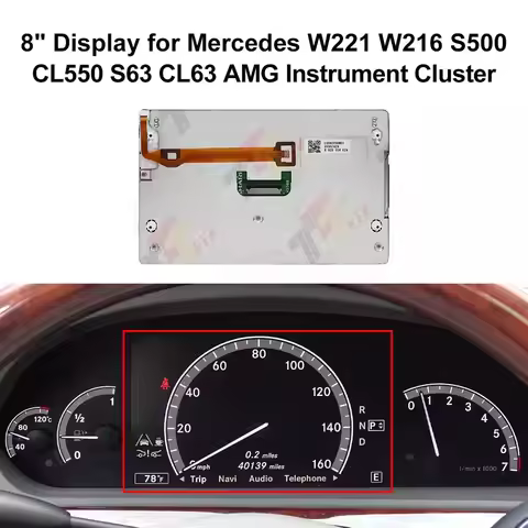 Dashboard LCD 8" Display for Mercedes W221 W216 S500 CL550 S63 CL63 AMG Instrument Cluster