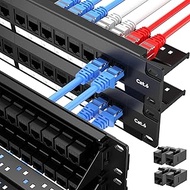 48 Port Patch Panel, Keystone Patch Panel 48 Port Loaded with RJ45 Couplers Plus 4 Spare, 10G Pass-T