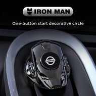 Universal Car Push Start Button Cover Engine Start Stop Button Cover Decoration Push to Start Cover iron man shape Interior Auto Decoration for Nissan Serena e-Power Leaf  NV350 Urvan Note e-Power Kicks e-Power Elgrand Cabstar  NV200 Accessories