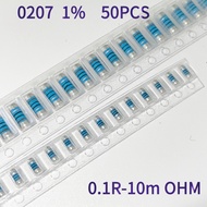 50pcs 0207 Color Ring Chip Wafer Resistor 1% 0R 1R 1.5 R 10R 100 Euro 1K 10K 100k 1M 0.1-10m ohm