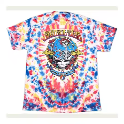 Grateful Dead 60th Anniversary Tee 1965 2025 Sixty Years Band Print Men's Women's O Neck Short-Sleev