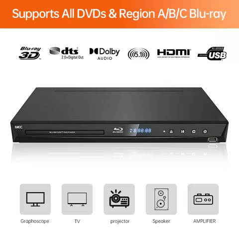 GIEC G3005 Blu Ray Player DVD VCD BD Player 3D DTS Portable 5.1 Channel Supports Decoding 1080P HD F