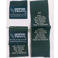 French toast size care label set TAG