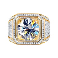 1CT 6.5mm Moissanite Ring For Men Sterling Silver Platinum Plated Ring Lab Diamond Mens Rings Weddin