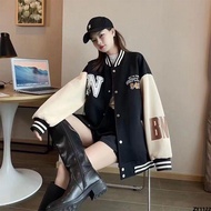 เสื้อแจ็คเก็ตเบสบอลลมนักเรียนวิทยาลัยแจ็คเก็ตตัวอักษรหลวม 2023 ชุดใหม่ฤดูใบไม้ผลิสไตล์เกาหลีหนาสำหรับผู้หญิง