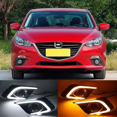 DRL For Mazda 3 Mazda3 Axela 2014 2015 2016 LED DRL Daytime Running Lights Daylight Fog lamp with tu