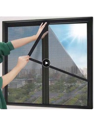 1入組窗戶紗網蚊帳,定制大小,透明黑色玻璃纖維,防蚊和蒼蠅