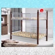tbbsg furniture CAROL Single Double Decker Bed With Wooden Post Bedframe ( Free Delivery and Installation)