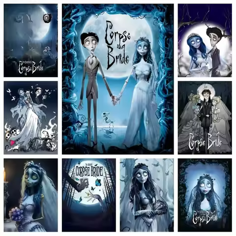 Corpse Bride Movie Horror Skull Bride Emily Victor 5D Diamond Painting Kit DIY Handcraft Art Full Dr