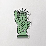 cheeky cheeky 惡搞自由神像 比中指 PVC防水方形貼紙 行李箱