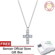 สร้อยคอไม้กางเขนเพชรโมอิสชุบทองคำขาว925เงินสเตอร์ลิงสำหรับผู้หญิง MSN039ของขวัญคริสต์มาสสร้อยคอกางเข