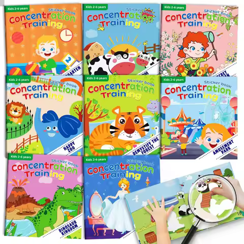 Reusable Sticker Book Scenarios Books Cartoon Animal Cognition Preschool Educational Montessori Lear