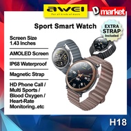 Awei H18 Sport Smart Watch 1.43 Inch AMOLED HD Screen Bluetooth Calling Heart Rate Fitness Watch Awe