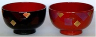 SANYOSHI SY1000105-212 Ajimi Soup Bowl, Kazumi Shikikishi, Vermilion, Black, Pair Set