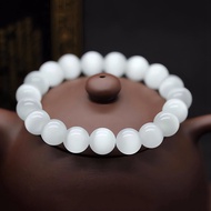 Fashion Vintage Natural Stone Beads Balls Bracelet For Women Girl White Jade Adjustable Bangle White Opal Wristband Hand Chain Simple Trendy Accessories Jewelry Gift