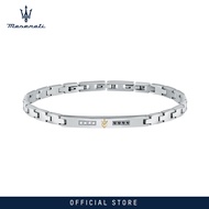 Maserati Jewels 220mm Mens Stainless Steel Diamond กำไลข้อมือ Silver & Gold JM521ATY12 (Adjustable)