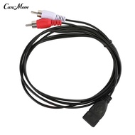 15m USB A Female Socket to 2 RCA Male Plug Audio Video Extension Cable Cord