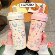 FAVORITEGOODS Water Cup, with Tea Strainer Stainless Steel Flask Tumbler,  Butterfly 550ML Vacuum In