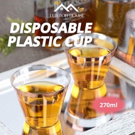 {SG} 10PCS Gold Plastic Cup 9oz Aviation Cup Clear Disposable Plastic Cups 270ml Gold Rimmed Acrylic