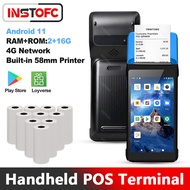 Handheld Android 11 PDA POS Printer 58mm Mobile Receipt Bill Thermal Paper Printer Support WiFi Blue