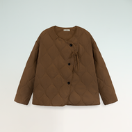 Áo phao mỏng vạt chéo đính nơ NAKED by V - Ấm Áp Puffer Jacket