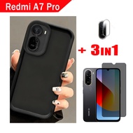 Redmi A7 Pro Shockproof Phone Liquid Silicone Soft Cover 3in1 Redmi A7Pro Anti Spy Screen Protector 