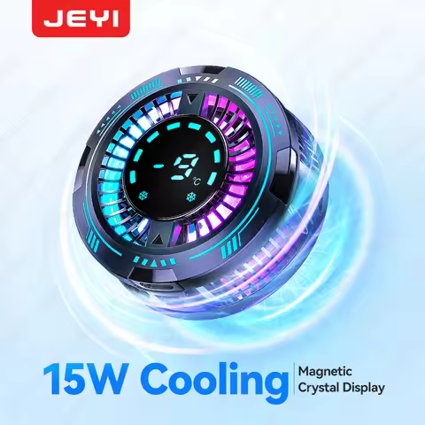 JEYI F29 Snap-On Semiconductor Phone Cooler-Real-Time Temperature Display&RGB Lighting for Gaming Ph