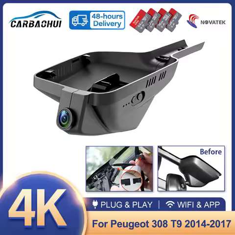 4K UHD Plug and Play WIFi Car DVR Video Recorder Dashcam OEM For Peugeot 308 T9 2014 2015 2016 2017 