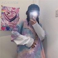 【NEW stock】۩baju lengan panjang perempuan plus size casual loose tie dye printed long sleeve t-shirt women's korean over