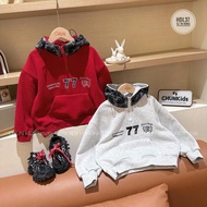 HDL37 - KIDS hoodie with zip collar number 77 fashionuxkr happy day - 260180