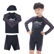 8-13Year Old Boy Cute Shark Swimsuit for Kids Boys Swimwear with Caps