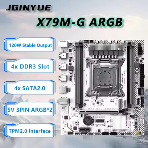 JGINYUE X79M-G ARGB Motherboard for E5 26XX V2 series CPU LGA2011 M-ATX DDR3 RAM TPM interface home 
