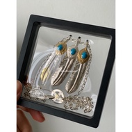 Goros Silver with 18k Gold Feather Necklace