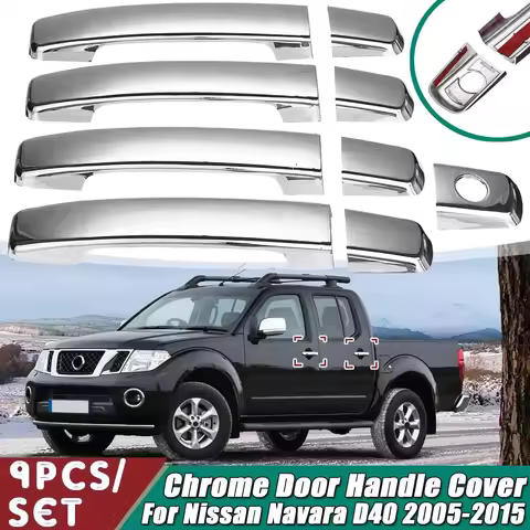 9 Pcs/set Chrome Plastic Outer Door Handle Cover For Nissan Navara D40 2005 2006 2007 2008 2009 2010