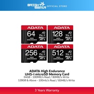 ADATA High Endurance UHS-I microSD Memory Card, Plug & Play - 64GB / 128GB / 256GB / 512GB