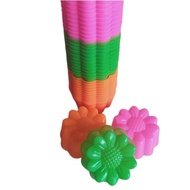 MATAHARI 12 Pcs - Sunflower-Shaped Putu Ayu Cake Molds/Food Grade Plastic Pudding Molds