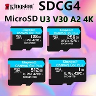 Kingston Memory Card 64GB 128GB 256GB 512GB TF MicroSD SDCG4 Memory Card U3 V30 A2 4K Read Speed 100