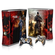 【 Ready Stock】Vinyl Decals Skin Sticker For XBox 360 Slim Console + 2 Controllers -Gears of war 3
