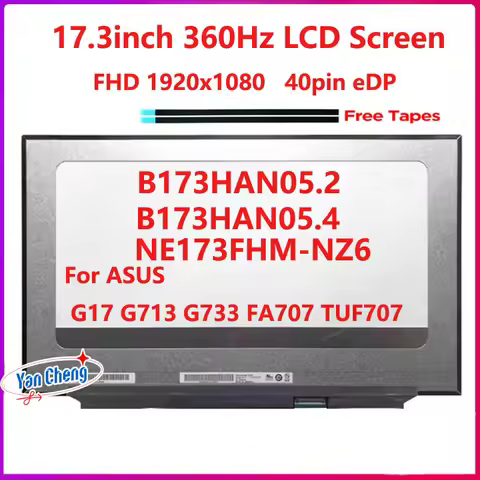 17.3 inch 360Hz Laptop LCD Screen B173HAN05.2 B173HAN05.4 NE173FHM-NZ6 For ASUS G17 G713 G733 FA707 