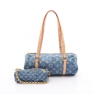 [มือสอง] กระเป๋าสะพายไหล่ Louis Vuitton LV Remix Papillon MM Monogram Denim M46830 สีเดนิมบลู หนังเด